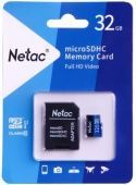 Карта памяти 32Gb MicroSD Netac P500 + SD адаптер (NT02P500STN-032G-R)