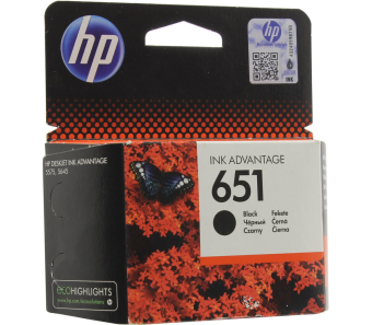 Картридж струйный HP 651, Ink Advantage, C2P10AE, Черный, совместимые модели DeskJet Ink Advantage 5645